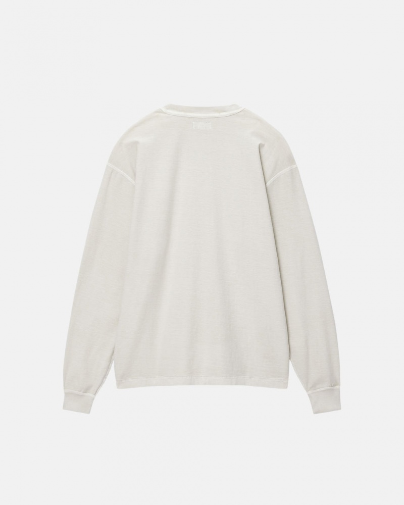 Stussy Lazy LS Tee - Unisex Longsleeve T-Shirts Beige | ZDKMJ36428