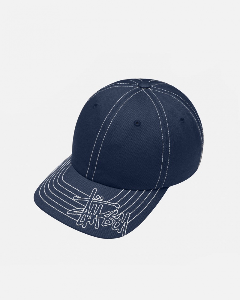 Stussy Low Pro Basic Stitch Strapback - Unisex Mørkeblå | EDKVG24502