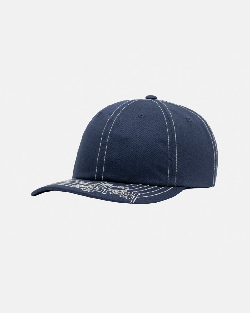 Stussy Low Pro Basic Stitch Strapback - Unisex Mørkeblå | EDKVG24502