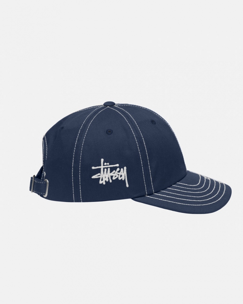 Stussy Low Pro Basic Stitch Strapback - Unisex Mørkeblå | EDKVG24502