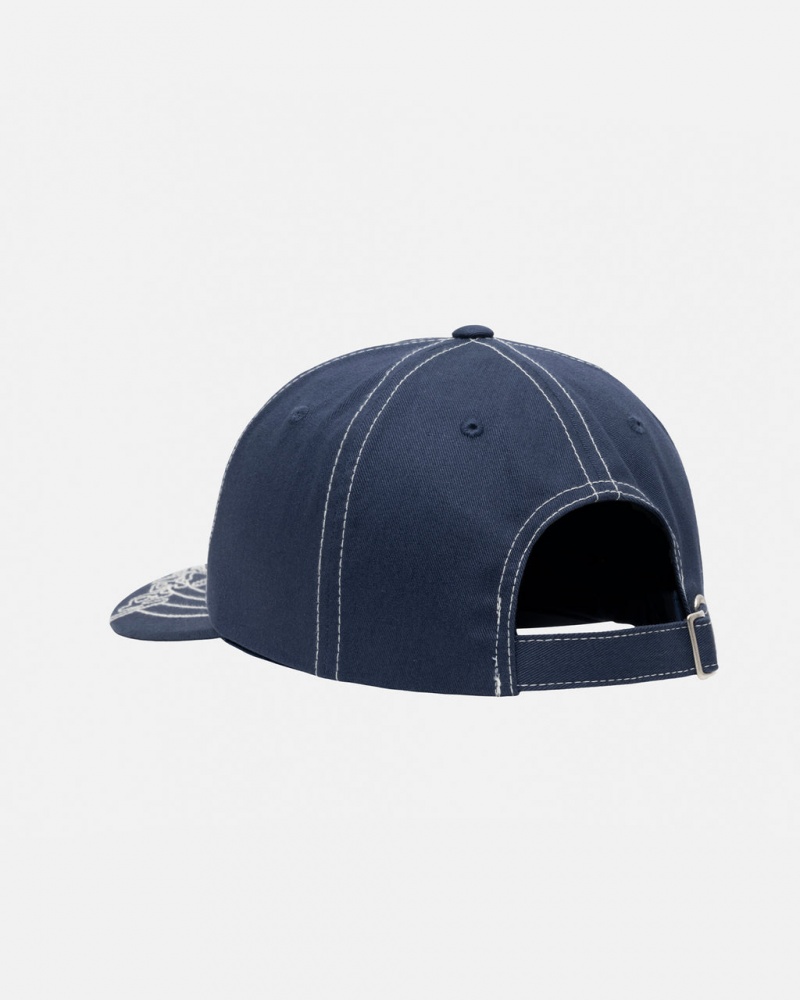 Stussy Low Pro Basic Stitch Strapback - Unisex Mørkeblå | EDKVG24502