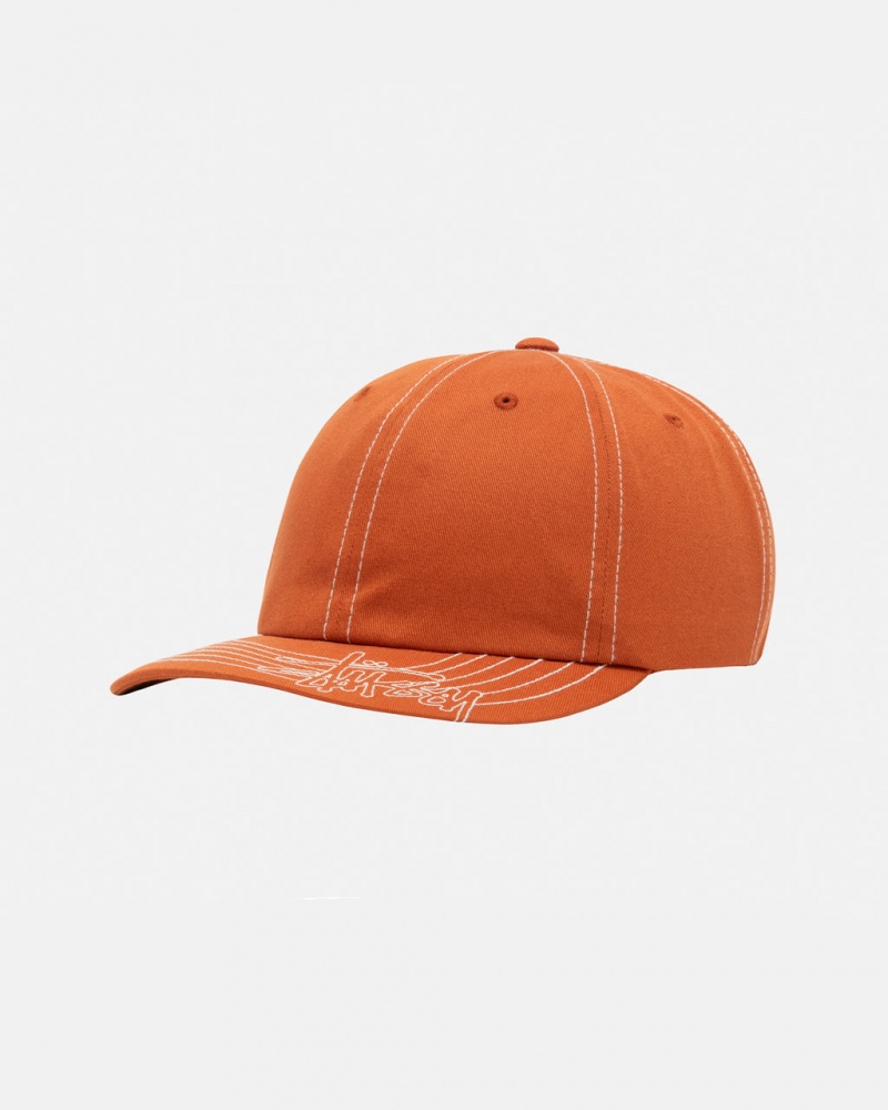 Stussy Low Pro Basic Stitch Strapback - Unisex Orange | DKICD23461