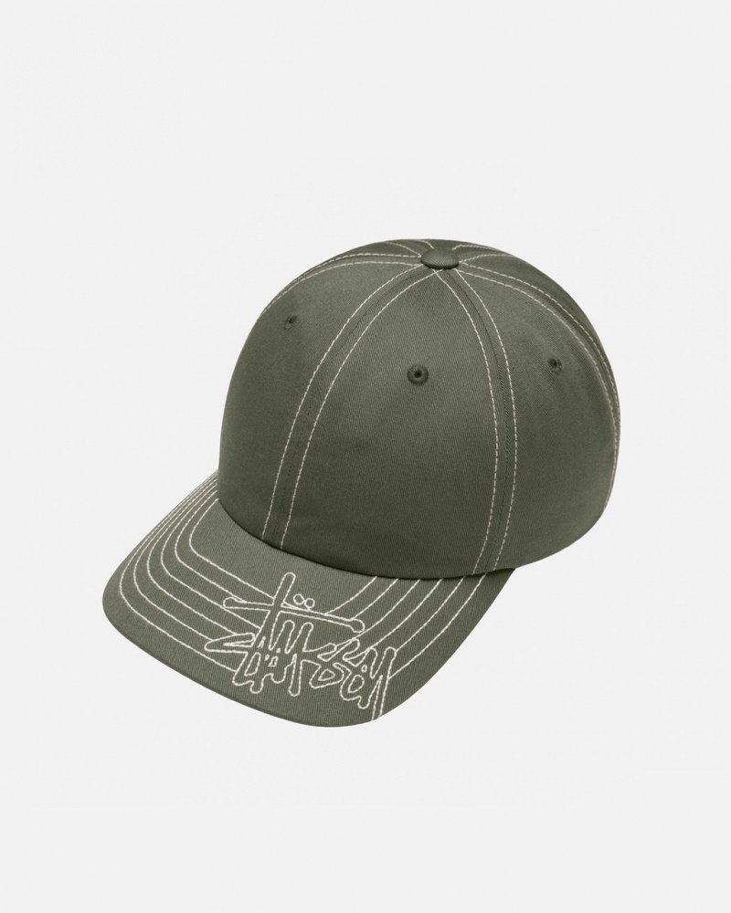 Stussy Low Pro Basic Stitch Strapback - Unisex Olivengrøn | FDKHY81456