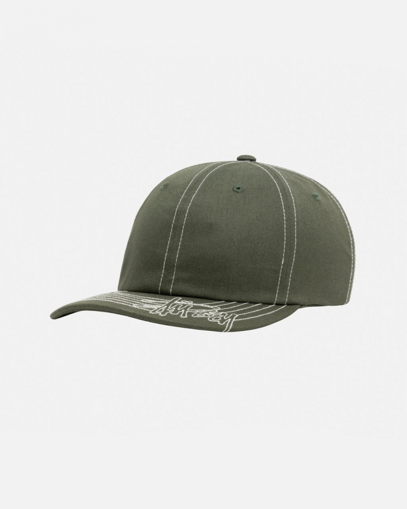 Stussy Low Pro Basic Stitch Strapback - Unisex Olivengrøn | FDKHY81456