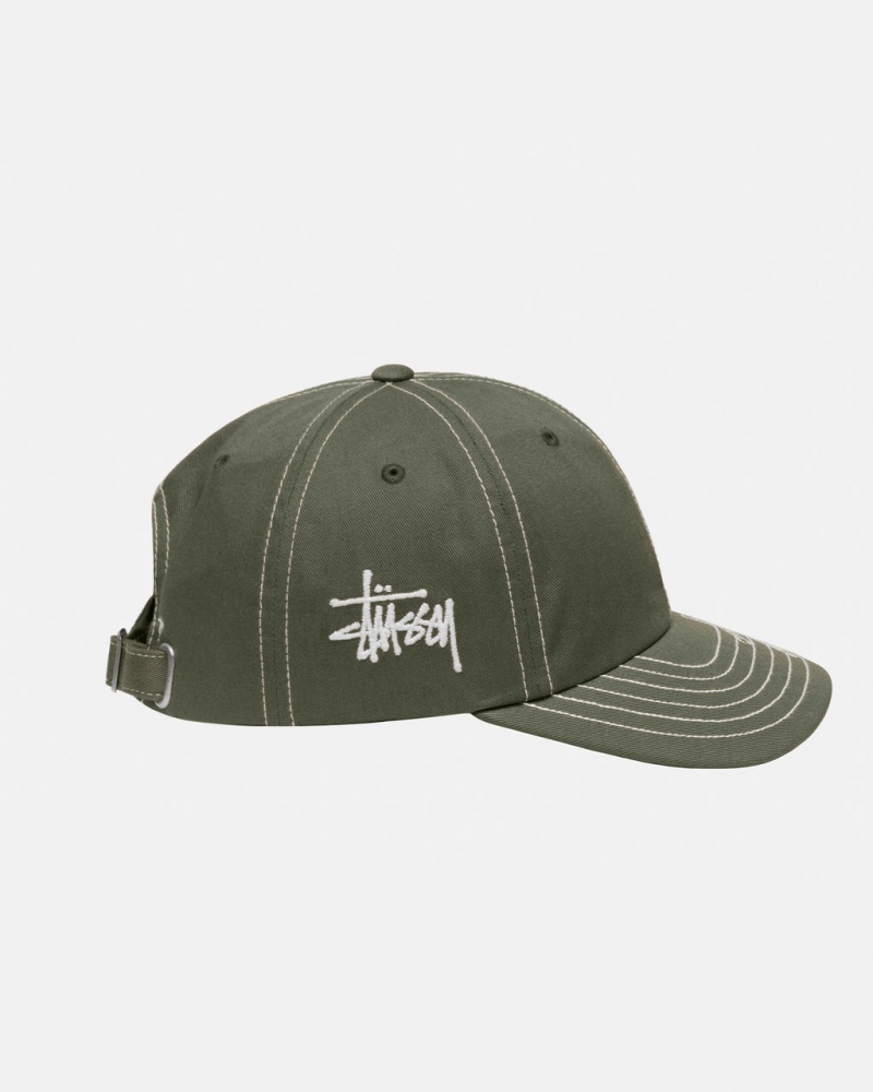 Stussy Low Pro Basic Stitch Strapback - Unisex Olivengrøn | FDKHY81456