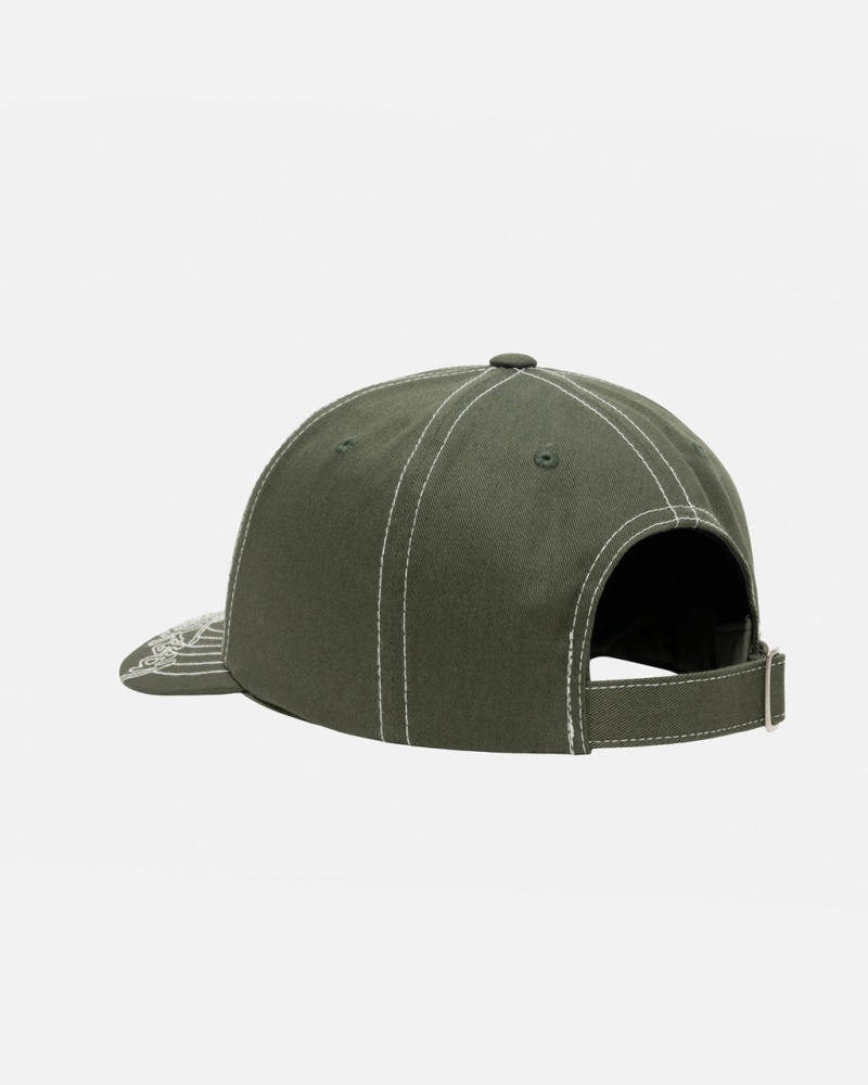 Stussy Low Pro Basic Stitch Strapback - Unisex Olivengrøn | FDKHY81456