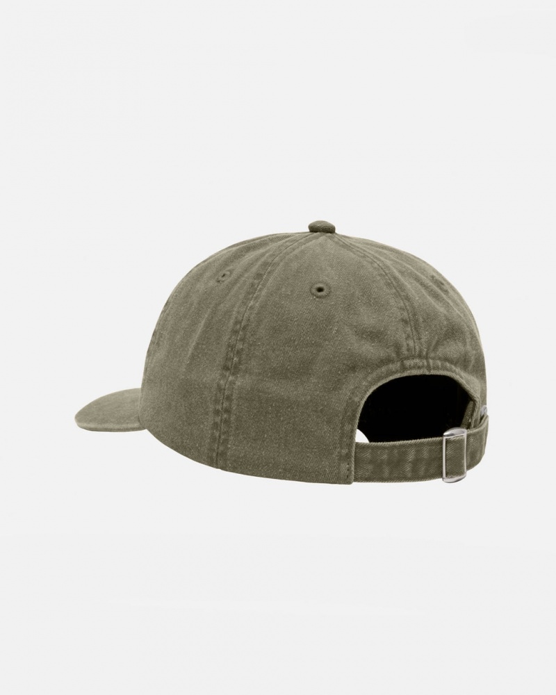 Stussy Low Pro Basic Washed Strapback - Unisex Olivengrøn | XDKGW39375