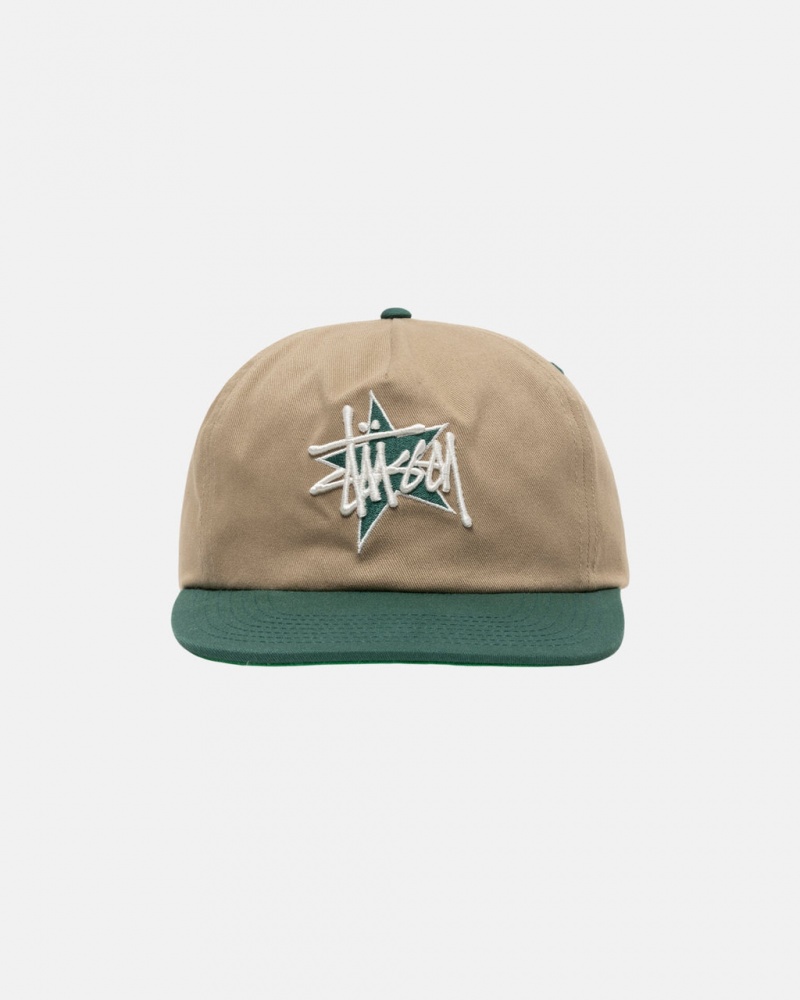 Stussy Mid-Depth Basic Star Strapback - Unisex Khaki | EDKHC27398