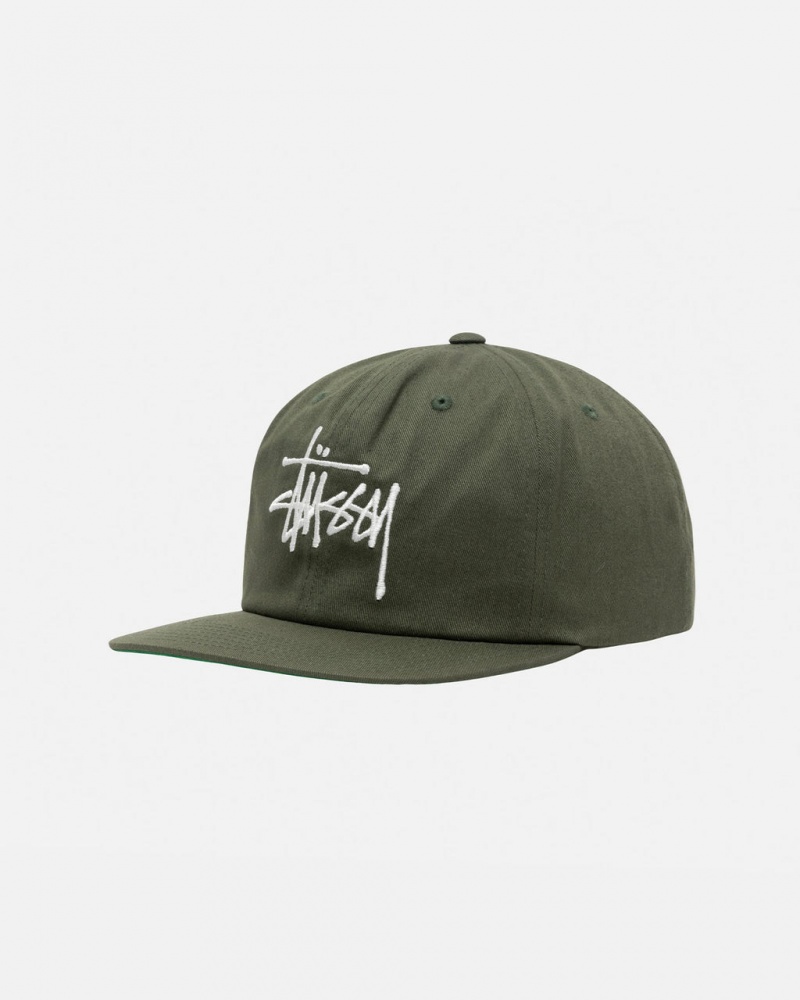 Stussy Mid-Depth Basic Strapback - Unisex Olivengrøn | DKICD62127