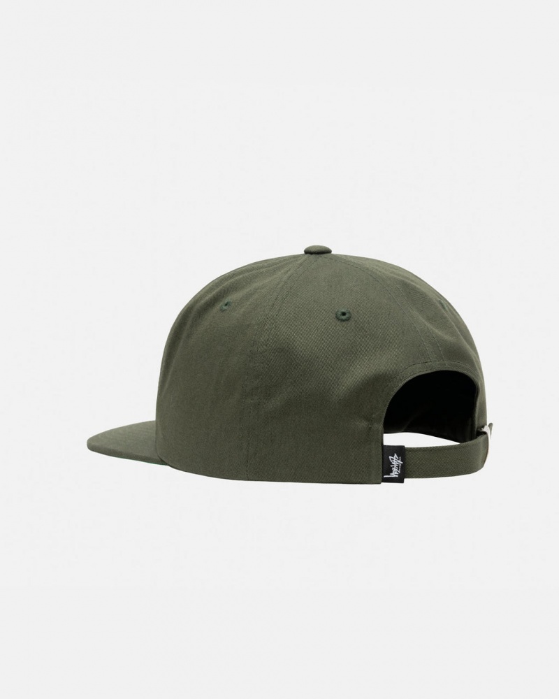 Stussy Mid-Depth Basic Strapback - Unisex Olivengrøn | DKICD62127