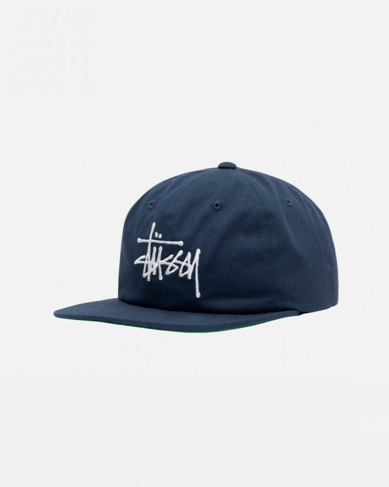 Stussy Mid-Depth Basic Strapback - Unisex Mørkeblå | DKXMI29219