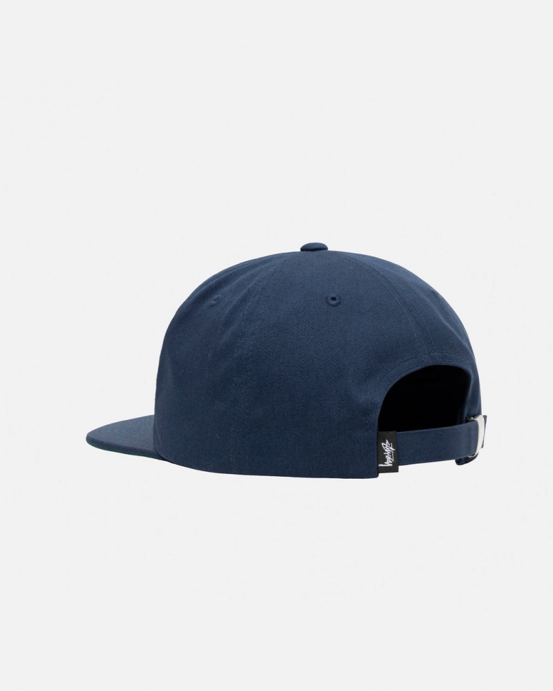 Stussy Mid-Depth Basic Strapback - Unisex Mørkeblå | DKXMI29219