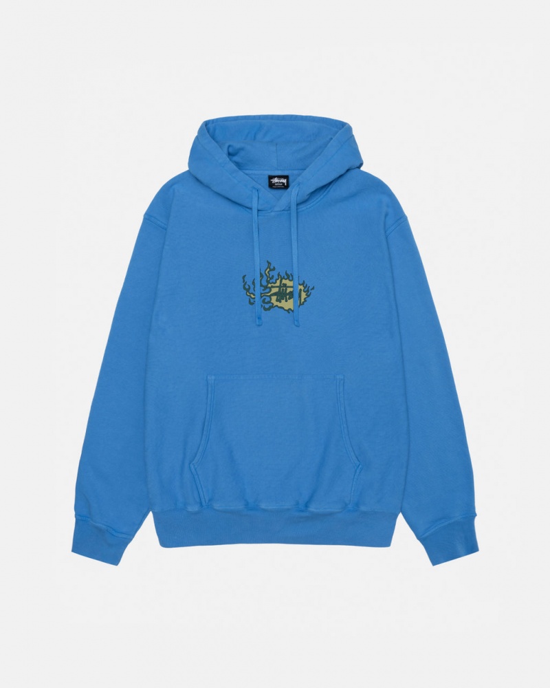 Stussy Mosaic Dragon Hoodie Pigment Dyed - Unisex Hoodies Blå | MDKFT21441