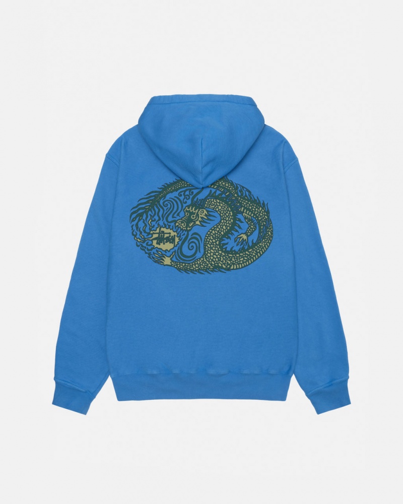 Stussy Mosaic Dragon Hoodie Pigment Dyed - Unisex Hoodies Blå | MDKFT21441