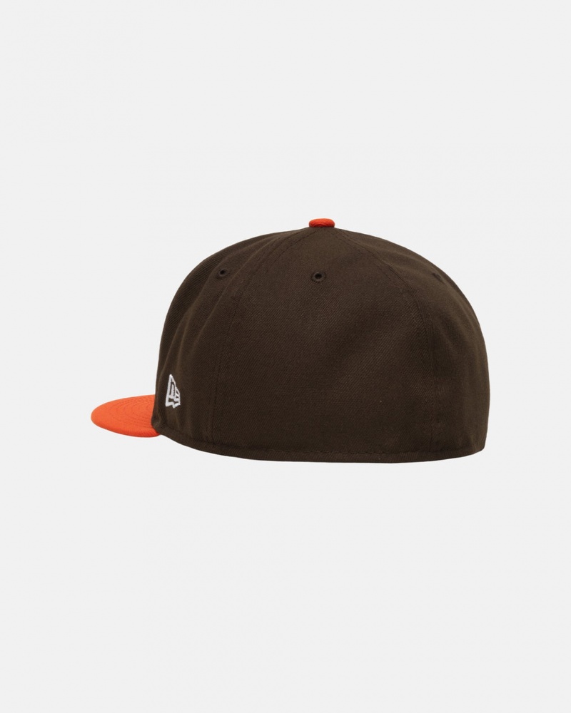 Stussy New Era 59Fifty Curly S - Unisex Brune Orange | LDKTR20950