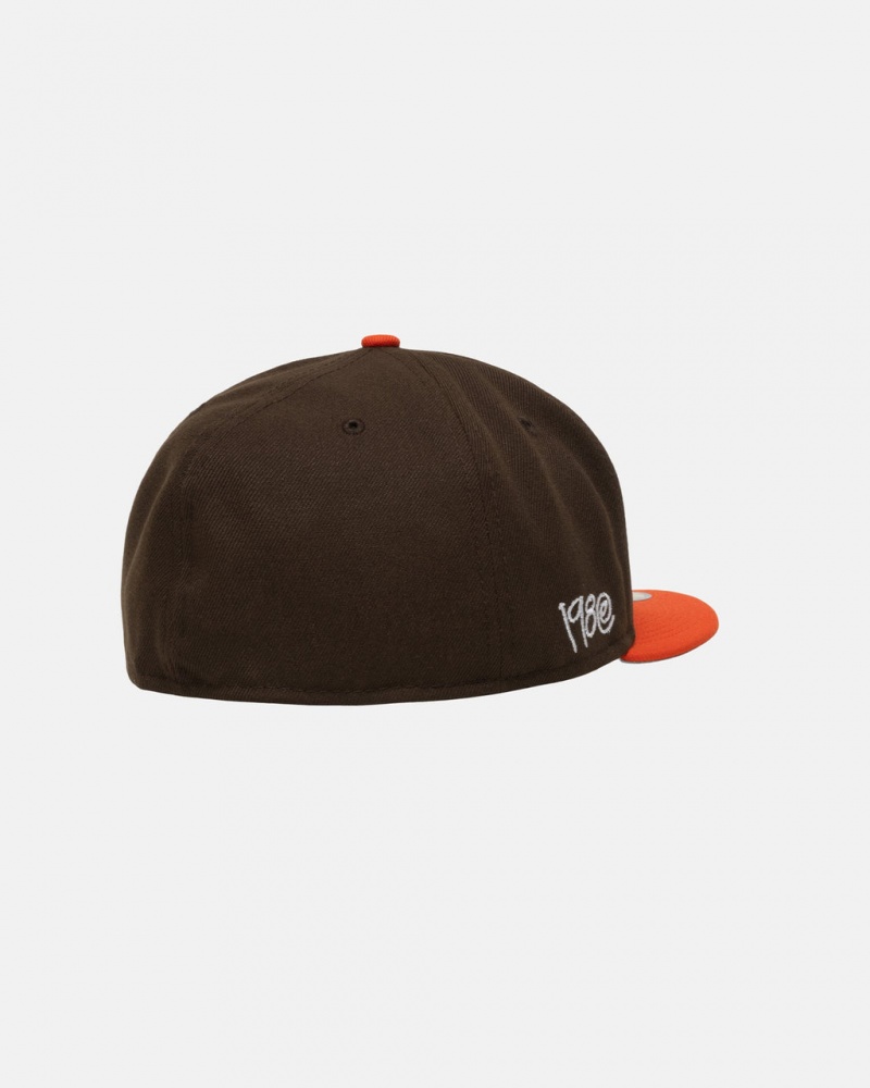 Stussy New Era 59Fifty Curly S - Unisex Brune Orange | LDKTR20950