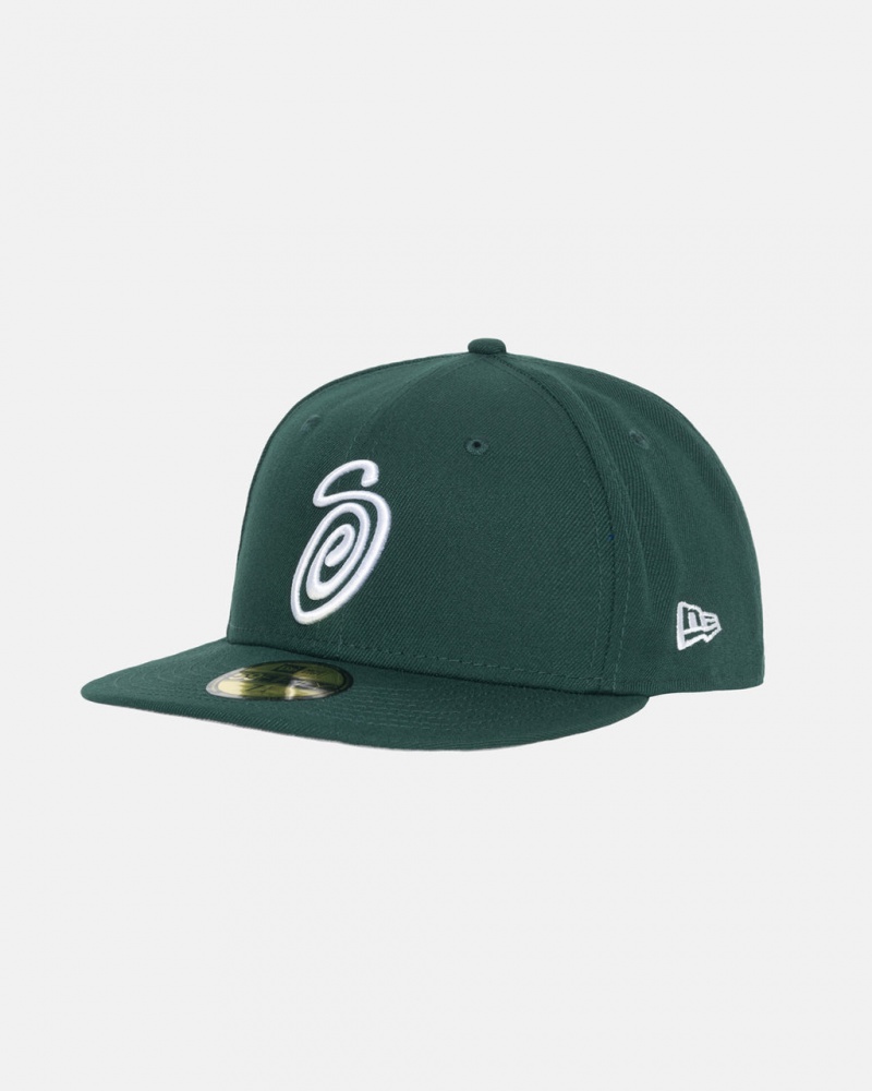 Stussy New Era 59Fifty Curly S - Unisex Grøn | DKQCS93903