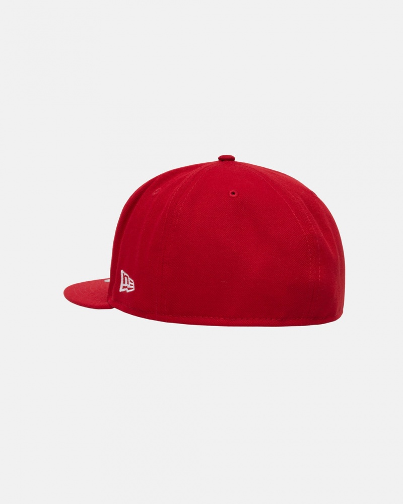 Stussy New Era 59Fifty Curly S - Unisex Rød | ADKDF70405