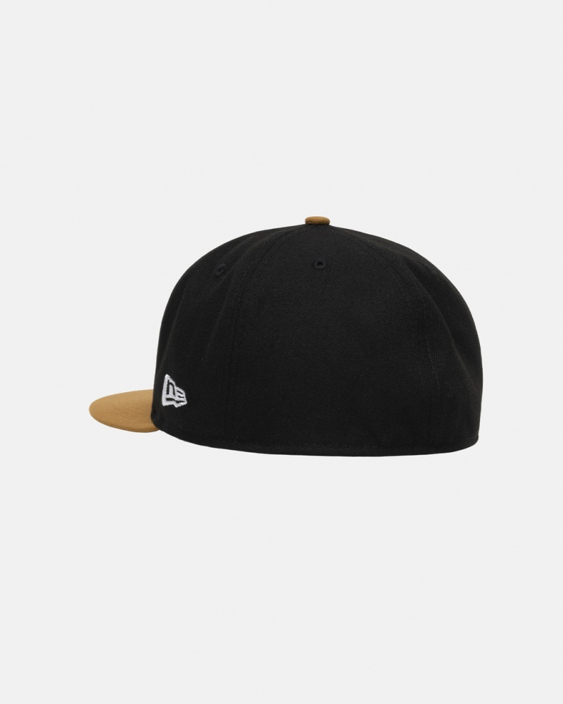 Stussy New Era 59Fifty Curly S - Unisex Sort Guld | XDKBH31160