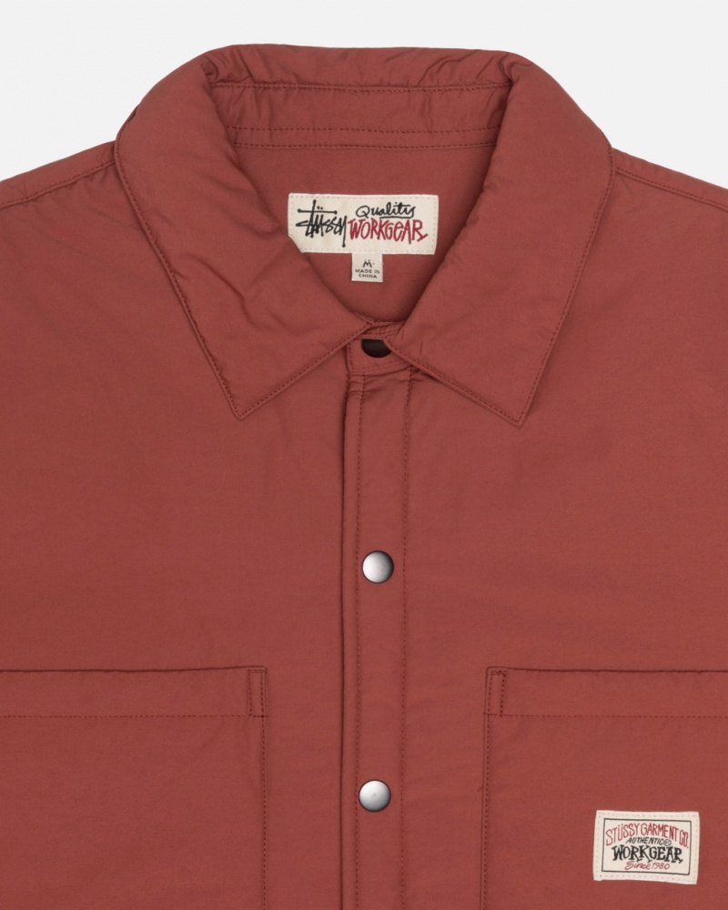 Stussy Polstret Tech Over Shirt - Unisex Tops Shirts Mørkerød | DDKKV68165