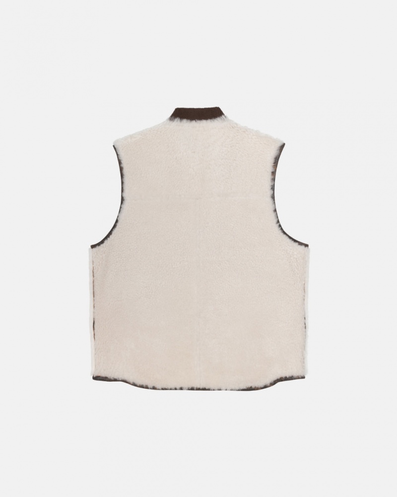 Stussy Reversible Shearling Workgear Vest - Unisex Jackets Brune | SDKNY86484