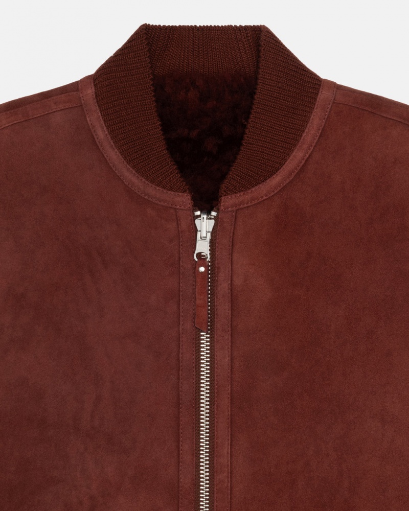 Stussy Reversible Shearling Workgear Vest - Unisex Jackets Bordeaux | EDKVG82594