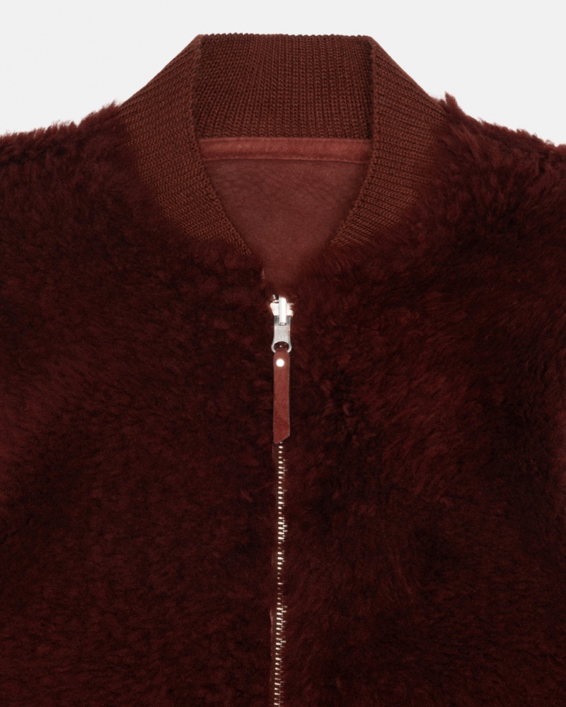 Stussy Reversible Shearling Workgear Vest - Unisex Jackets Bordeaux | EDKVG82594