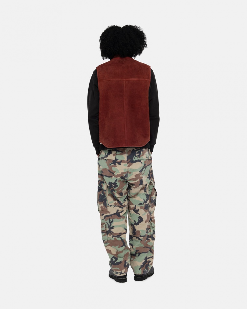 Stussy Reversible Shearling Workgear Vest - Unisex Jackets Bordeaux | EDKVG82594