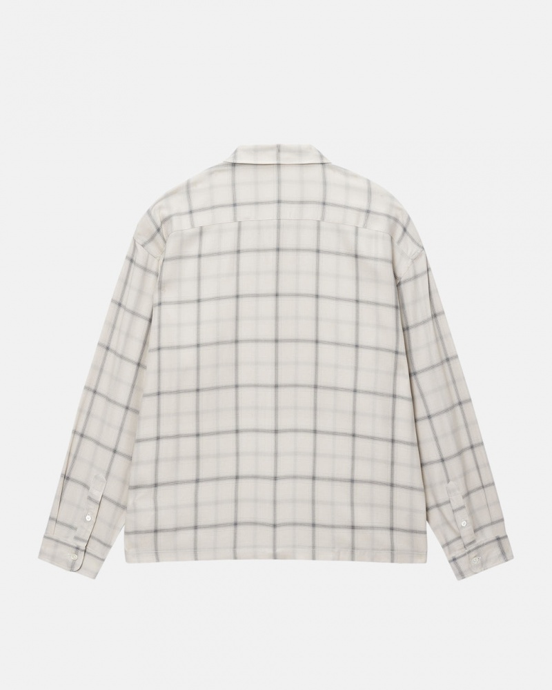 Stussy Shadow Plaid Rayon Shirt - Unisex Tops Beige | DKQAV33822