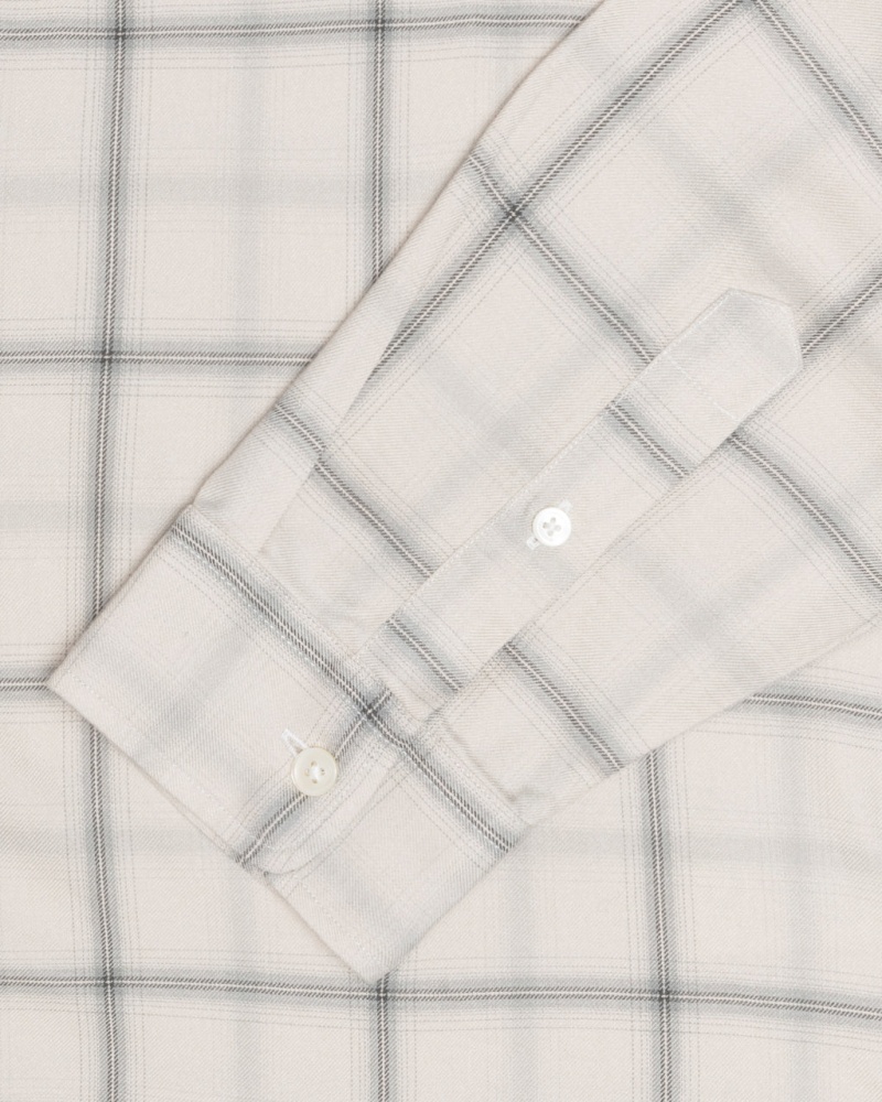 Stussy Shadow Plaid Rayon Shirt - Unisex Tops Beige | DKQAV33822