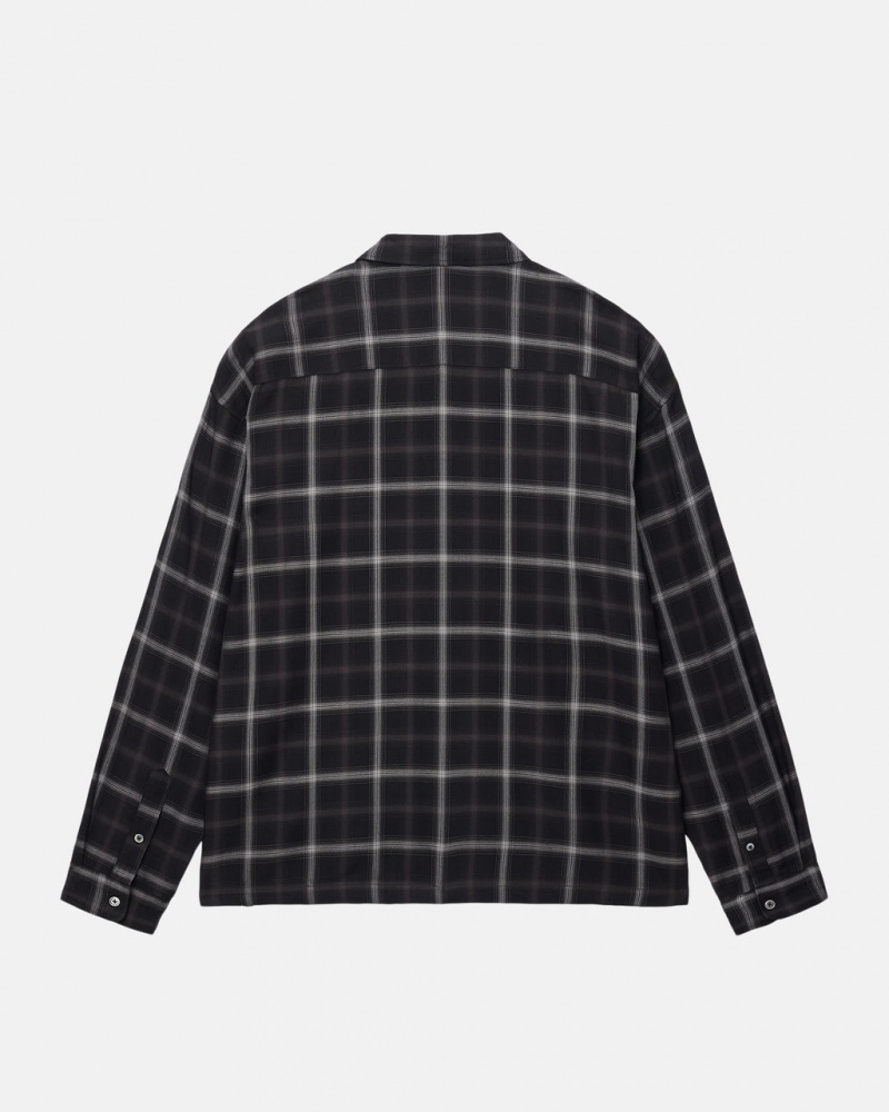 Stussy Shadow Plaid Rayon Shirt - Unisex Tops Sort | XDKBH46055