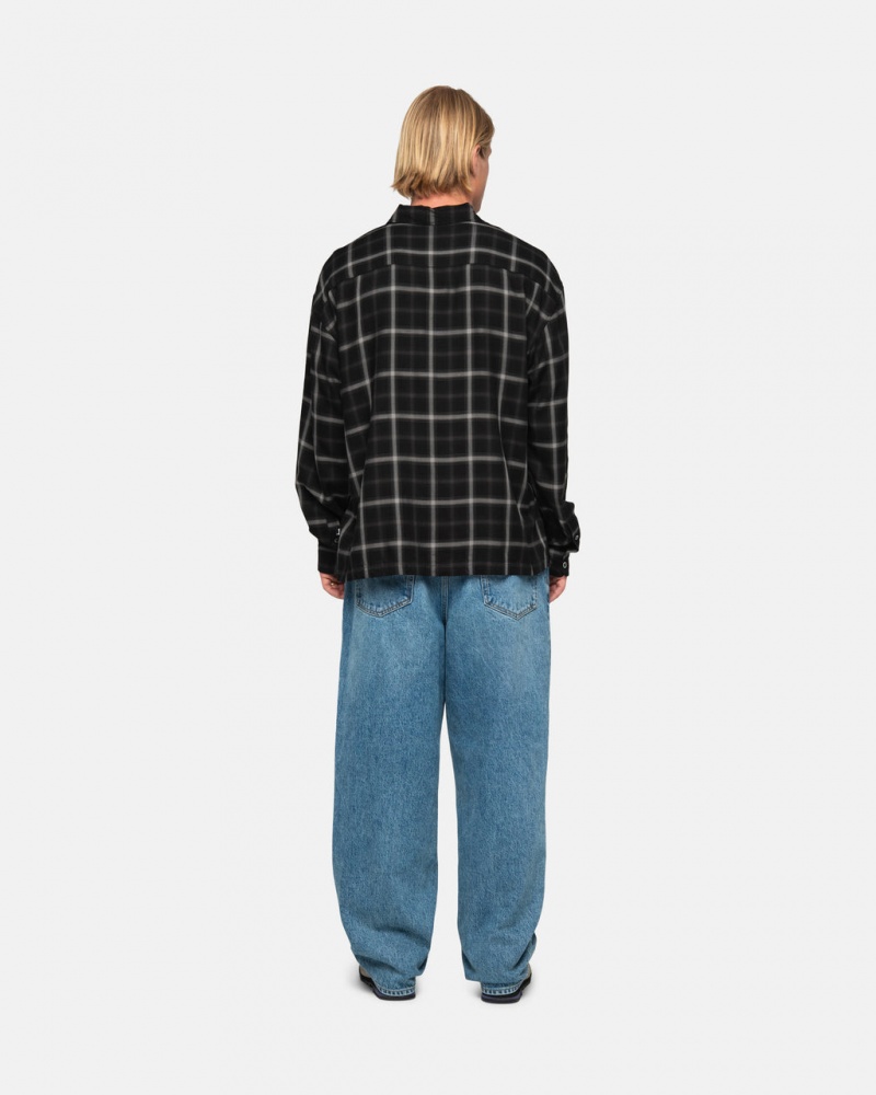 Stussy Shadow Plaid Rayon Shirt - Unisex Tops Sort | XDKBH46055