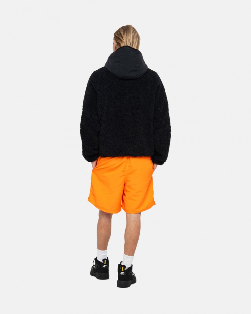 Stussy Sherpa Paneled Hætte Jacket - Unisex Hoodies Sort | DKQAV60456