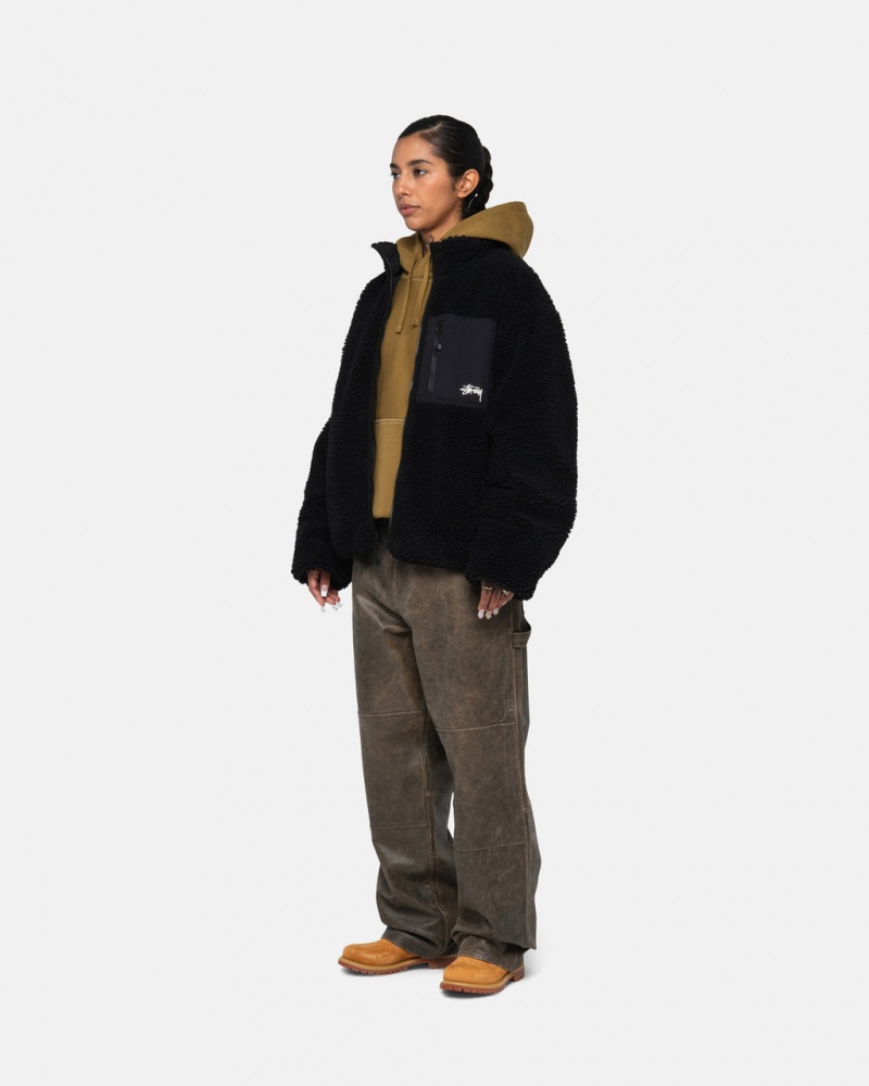 Stussy Sherpa Reversible Jacket - Unisex Jackets Sort | TDKWZ16979