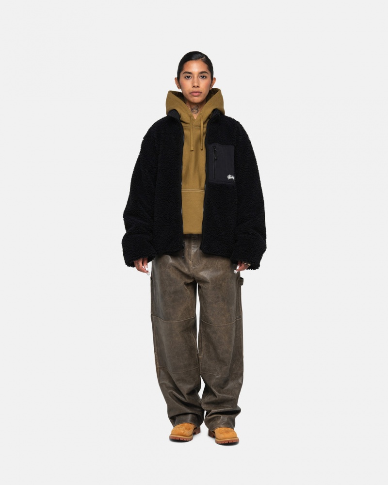 Stussy Sherpa Reversible Jacket - Unisex Jackets Sort | TDKWZ16979