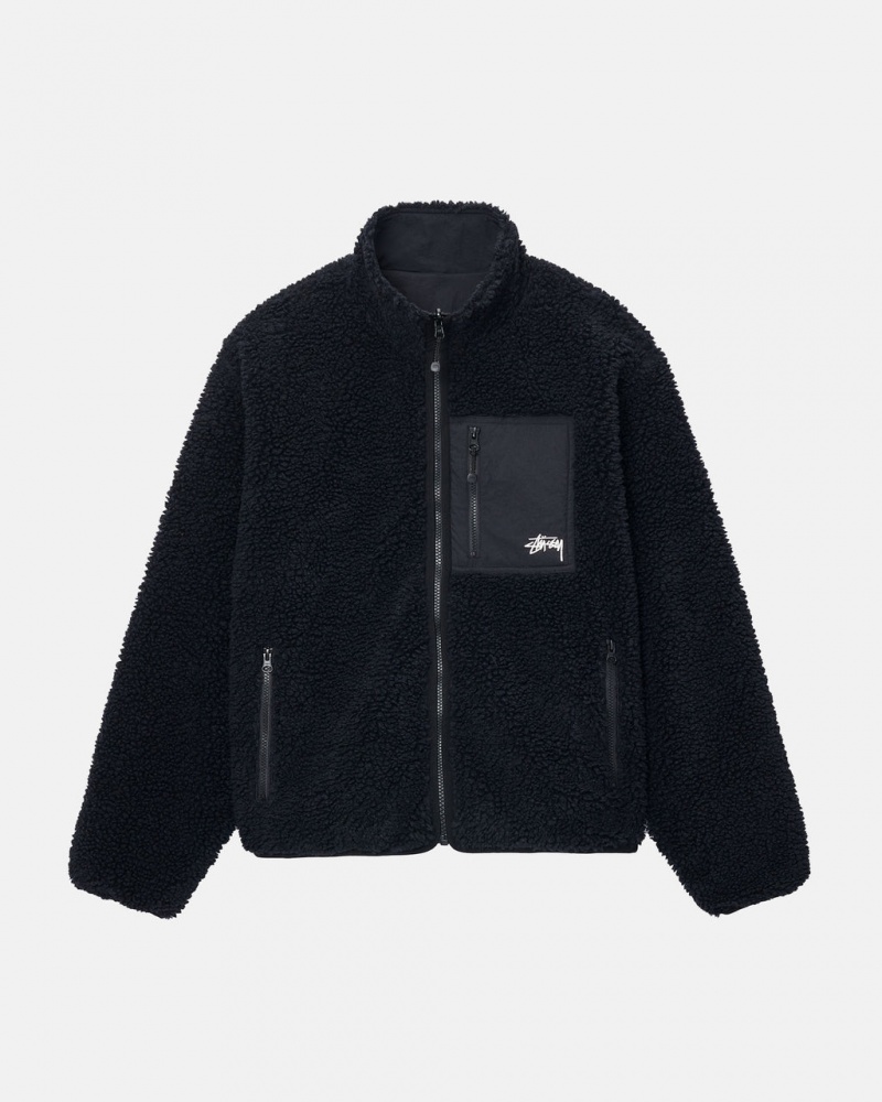 Stussy Sherpa Reversible Jacket - Unisex Jackets Sort | TDKWZ16979