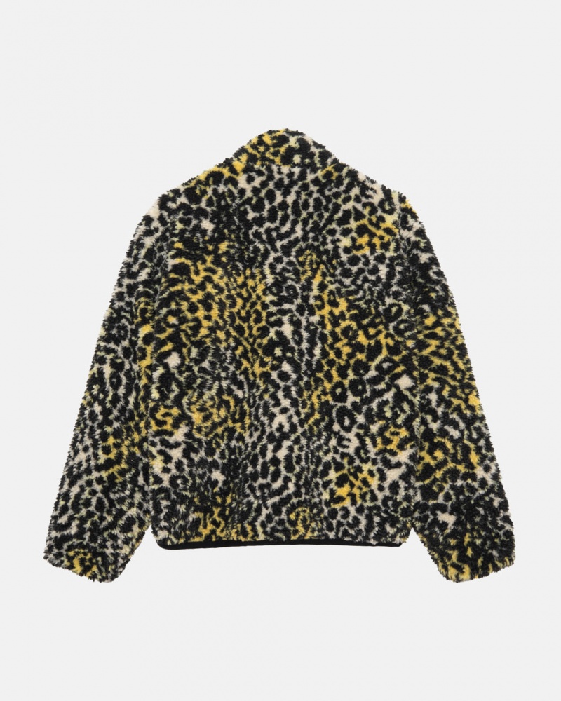 Stussy Sherpa Reversible Jacket - Unisex Jackets Gul Leopard | TDKWZ93914