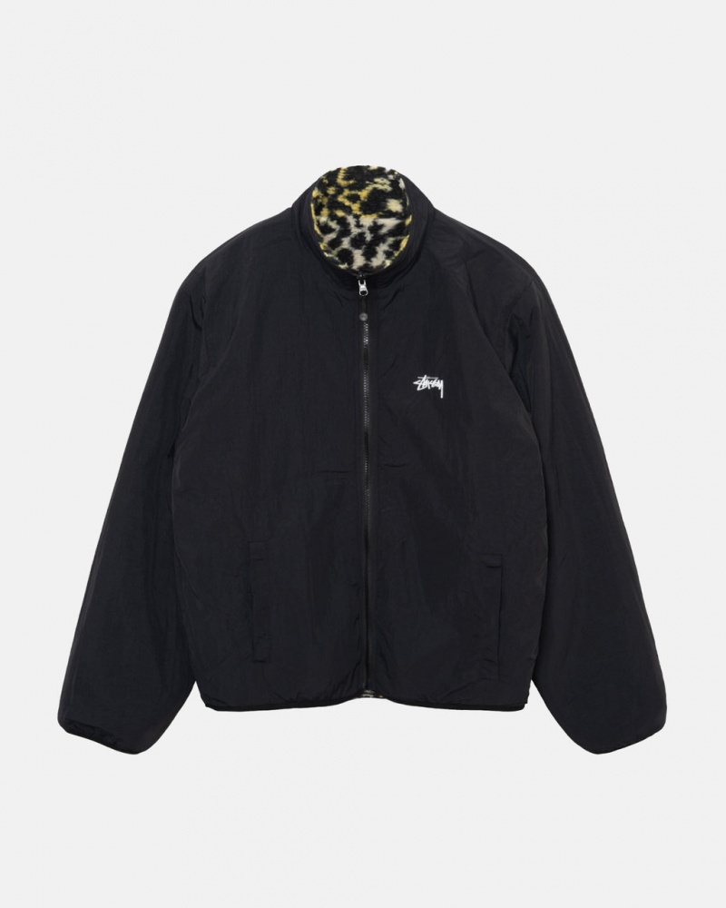 Stussy Sherpa Reversible Jacket - Unisex Jackets Gul Leopard | TDKWZ93914