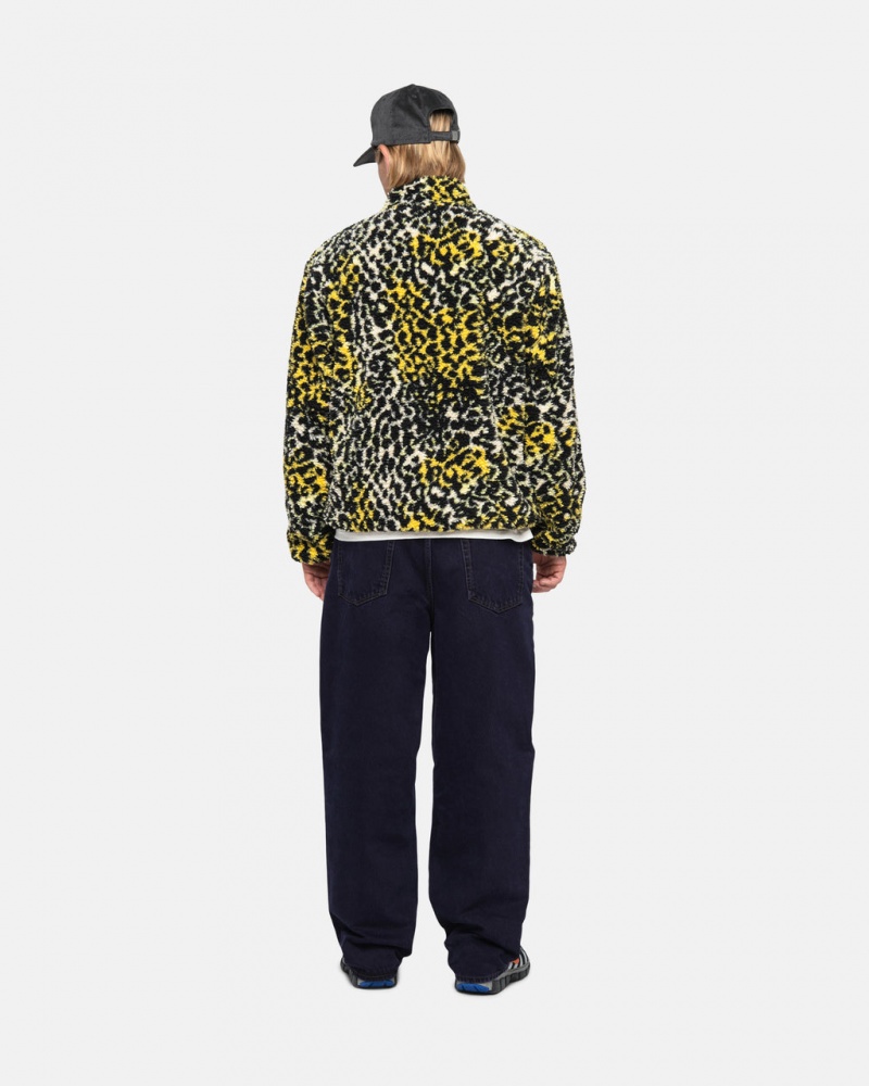 Stussy Sherpa Reversible Jacket - Unisex Jackets Gul Leopard | TDKWZ93914