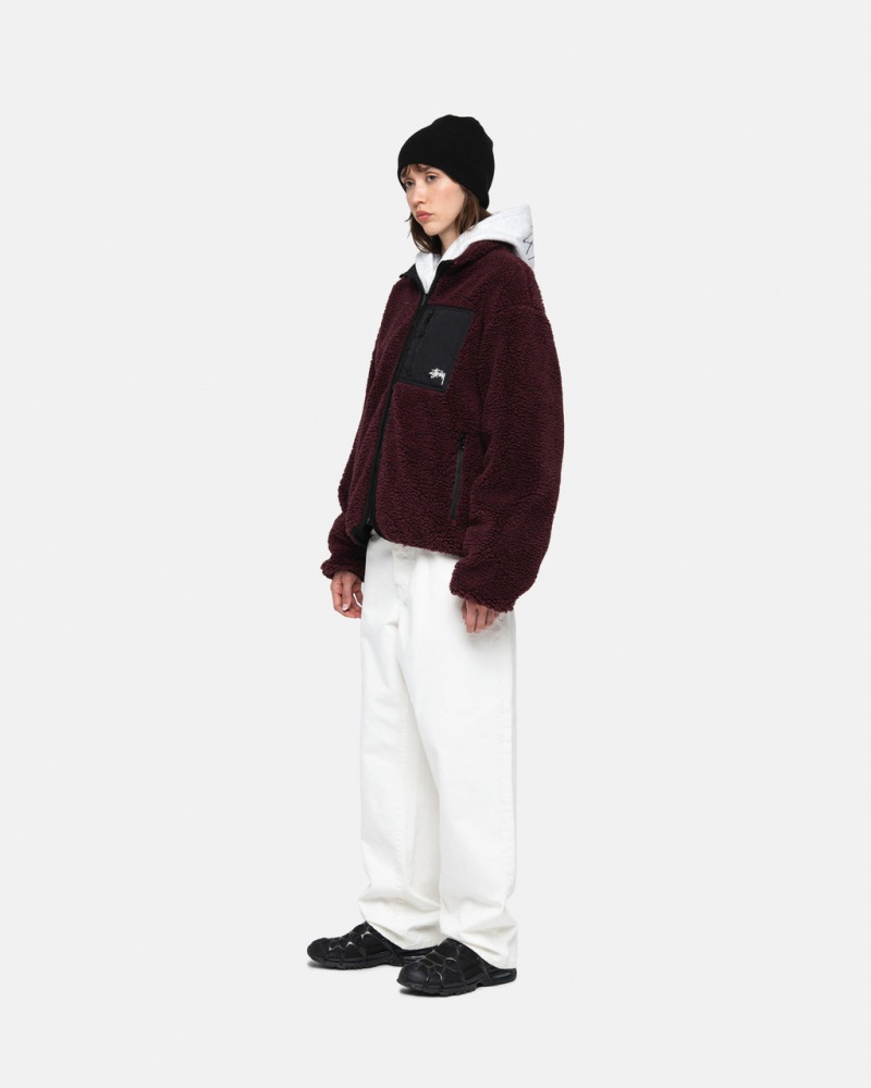 Stussy Sherpa Reversible Jacket - Unisex Jackets Bordeaux | QDKUV14621