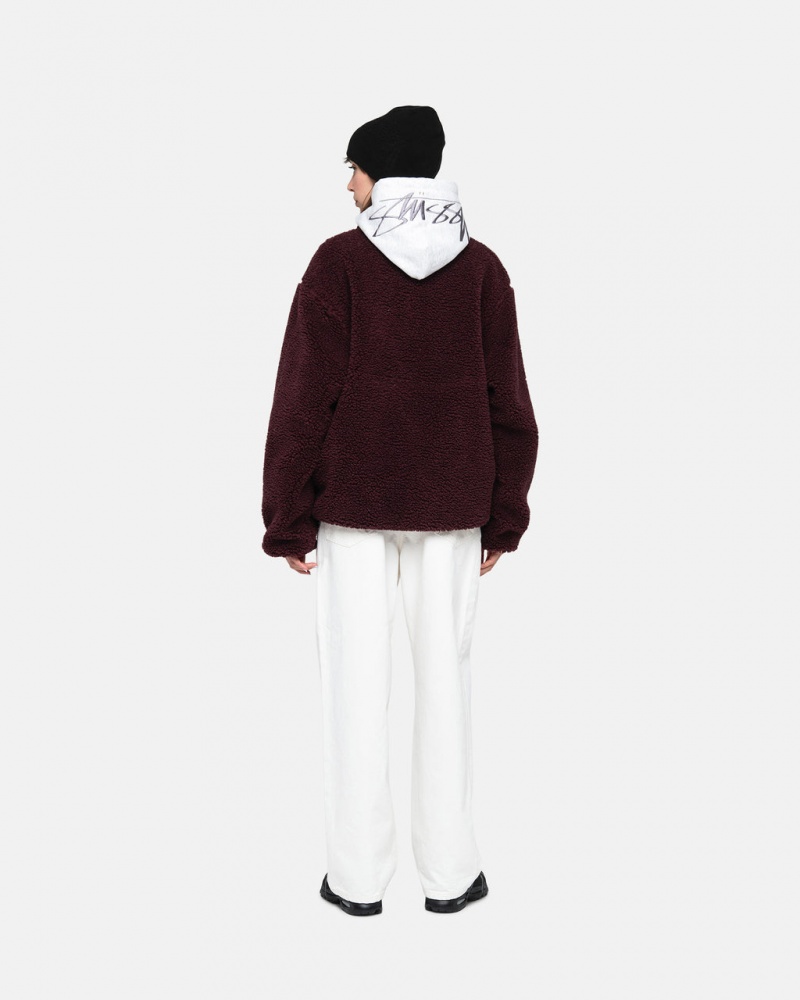 Stussy Sherpa Reversible Jacket - Unisex Jackets Bordeaux | QDKUV14621