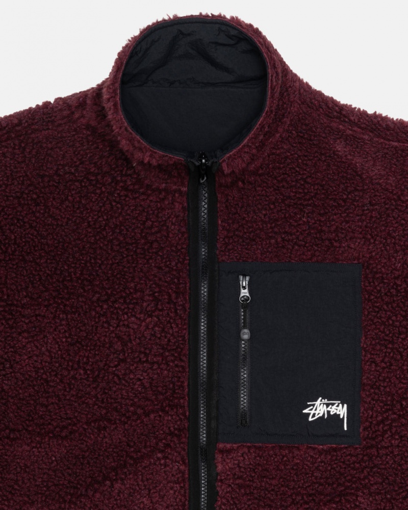 Stussy Sherpa Reversible Jacket - Unisex Jackets Bordeaux | QDKUV14621