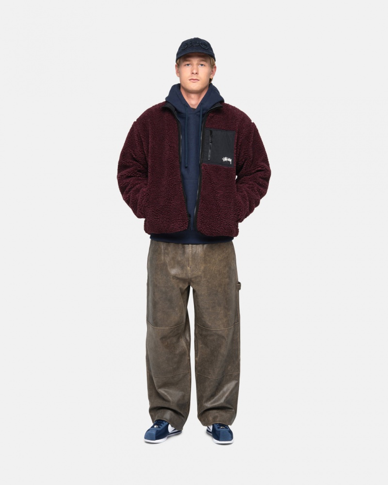 Stussy Sherpa Reversible Jacket - Unisex Jackets Bordeaux | QDKUV14621