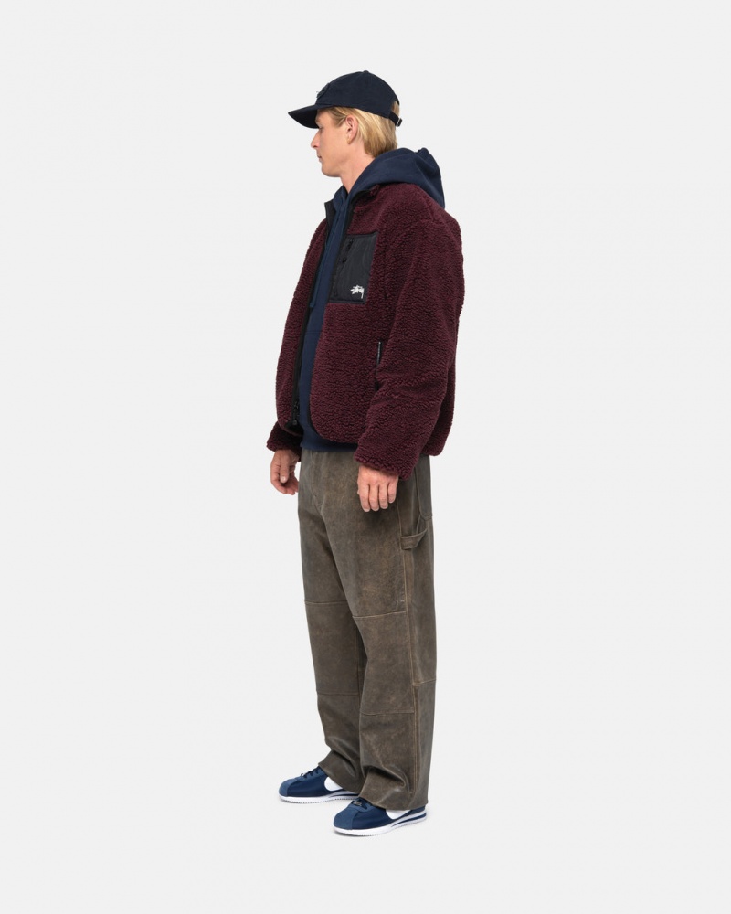 Stussy Sherpa Reversible Jacket - Unisex Jackets Bordeaux | QDKUV14621