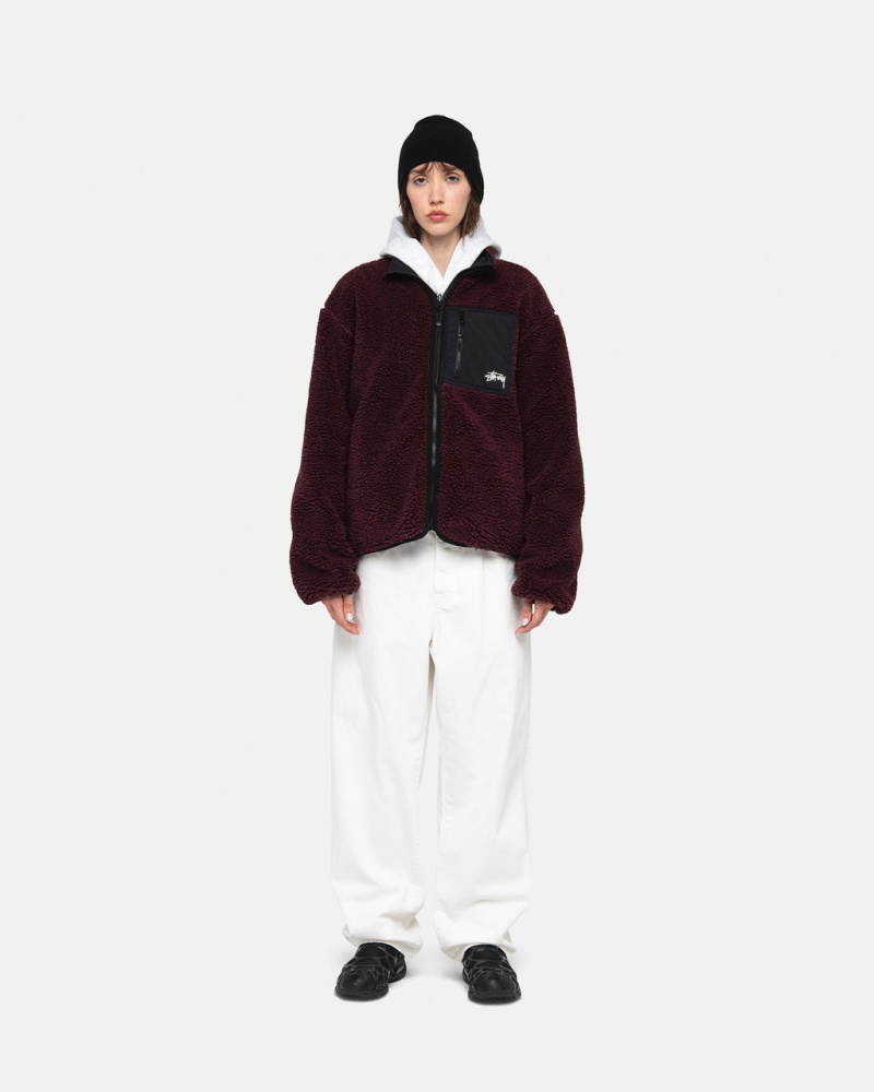 Stussy Sherpa Reversible Jacket - Unisex Jackets Bordeaux | QDKUV14621