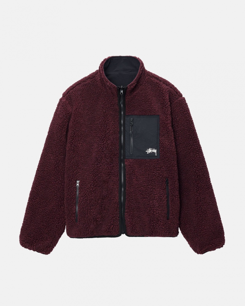 Stussy Sherpa Reversible Jacket - Unisex Jackets Bordeaux | QDKUV14621