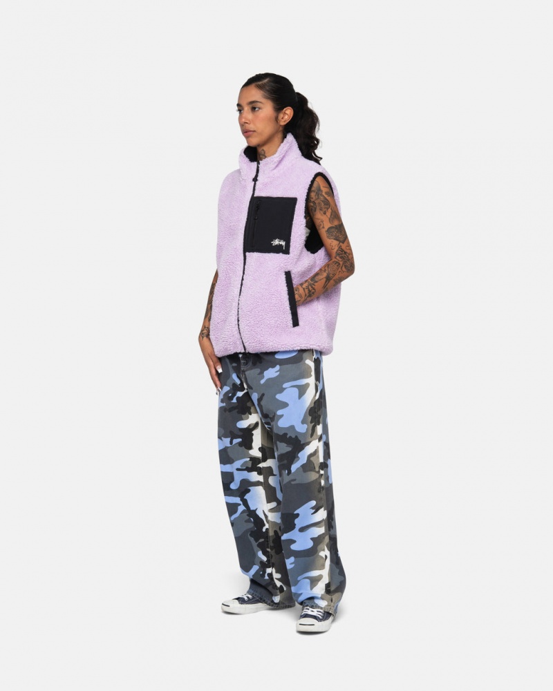 Stussy Sherpa Reversible Vest - Unisex Jackets Lavendel | DKXMI94377