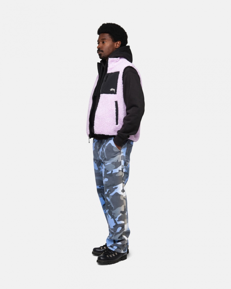 Stussy Sherpa Reversible Vest - Unisex Jackets Lavendel | DKXMI94377