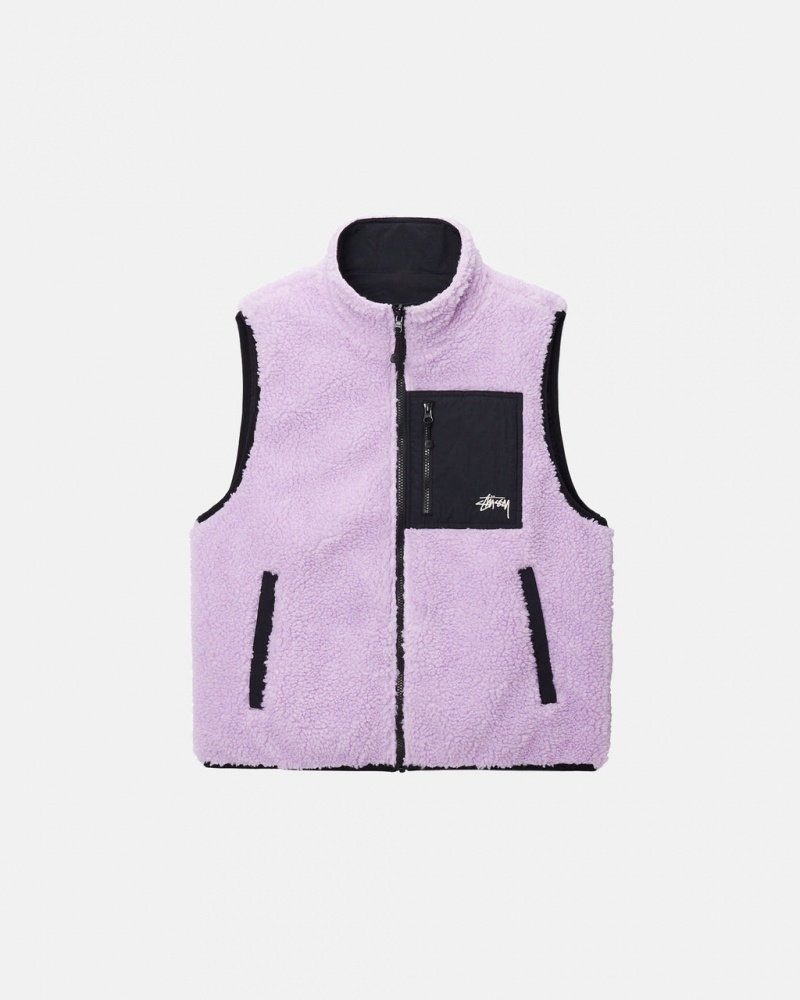 Stussy Sherpa Reversible Vest - Unisex Jackets Lavendel | DKXMI94377