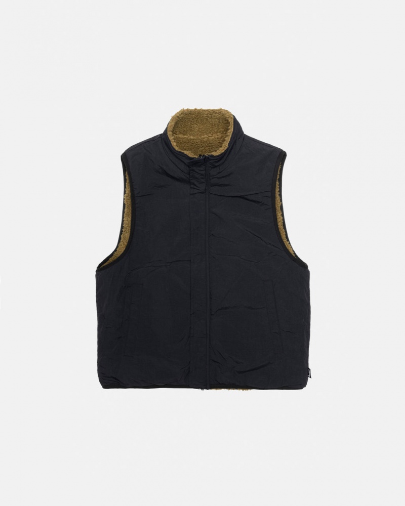 Stussy Sherpa Reversible Vest - Unisex Jackets Olivengrøn | ZDKNQ92914